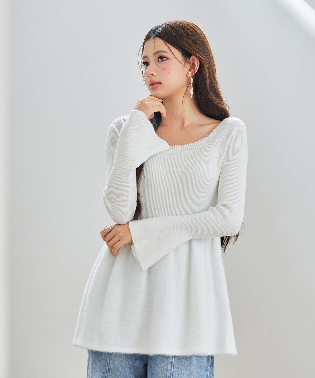 Voluminous Peplum Rib-Knit Top OEM ODM reference 14 - additional view 14