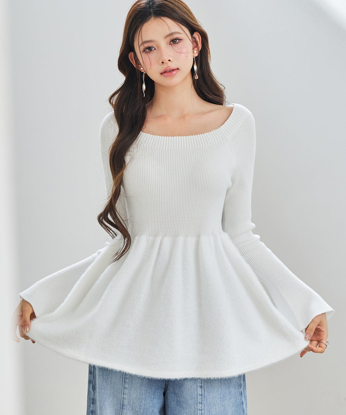 Voluminous Peplum Rib-Knit Top OEM ODM reference 15 - additional view 15