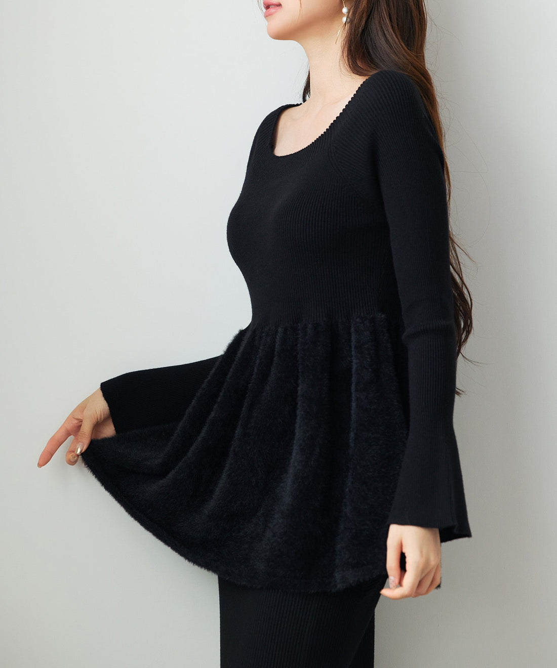 Voluminous Peplum Rib-Knit Top OEM ODM reference 8 - additional view 8