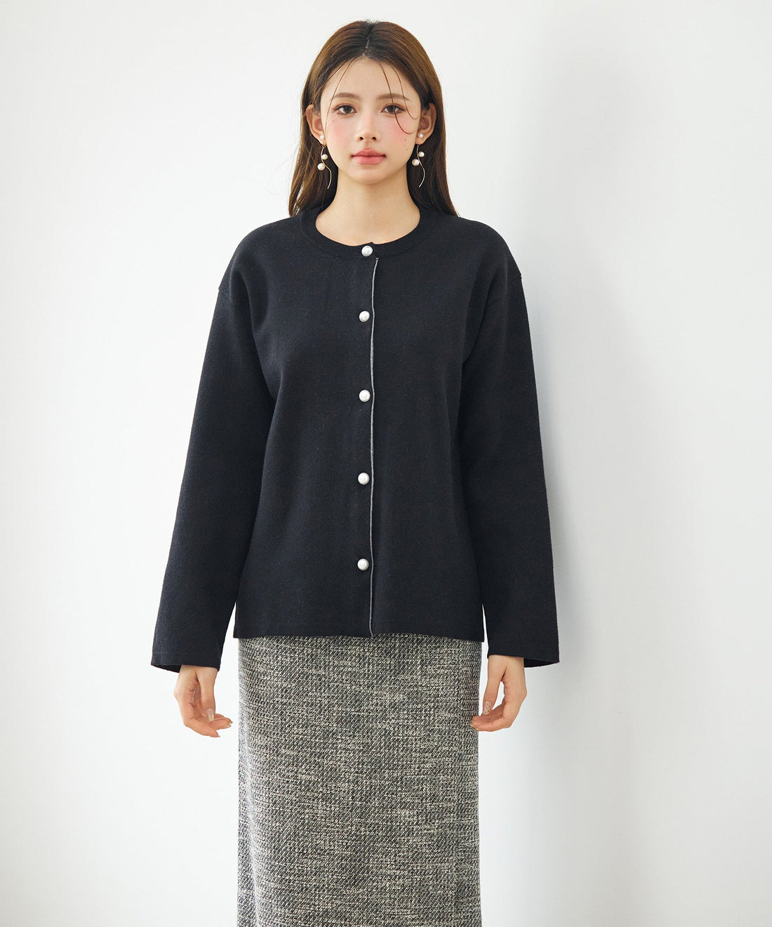 Two-Tone Jacquard Knit Cardigan OEM ODM reference 8 - additional view 8