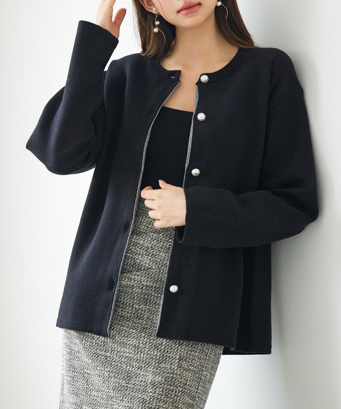 Two-Tone Jacquard Knit Cardigan OEM ODM reference 11 - additional view 11