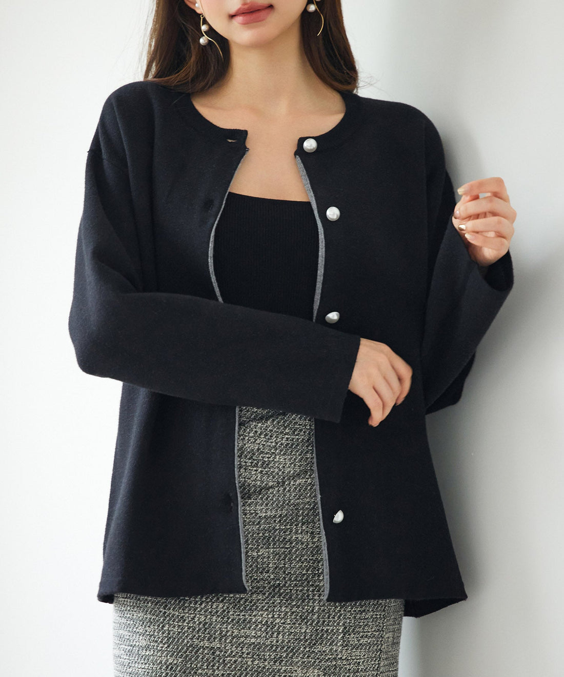Two-Tone Jacquard Knit Cardigan OEM ODM reference 12 - additional view 12