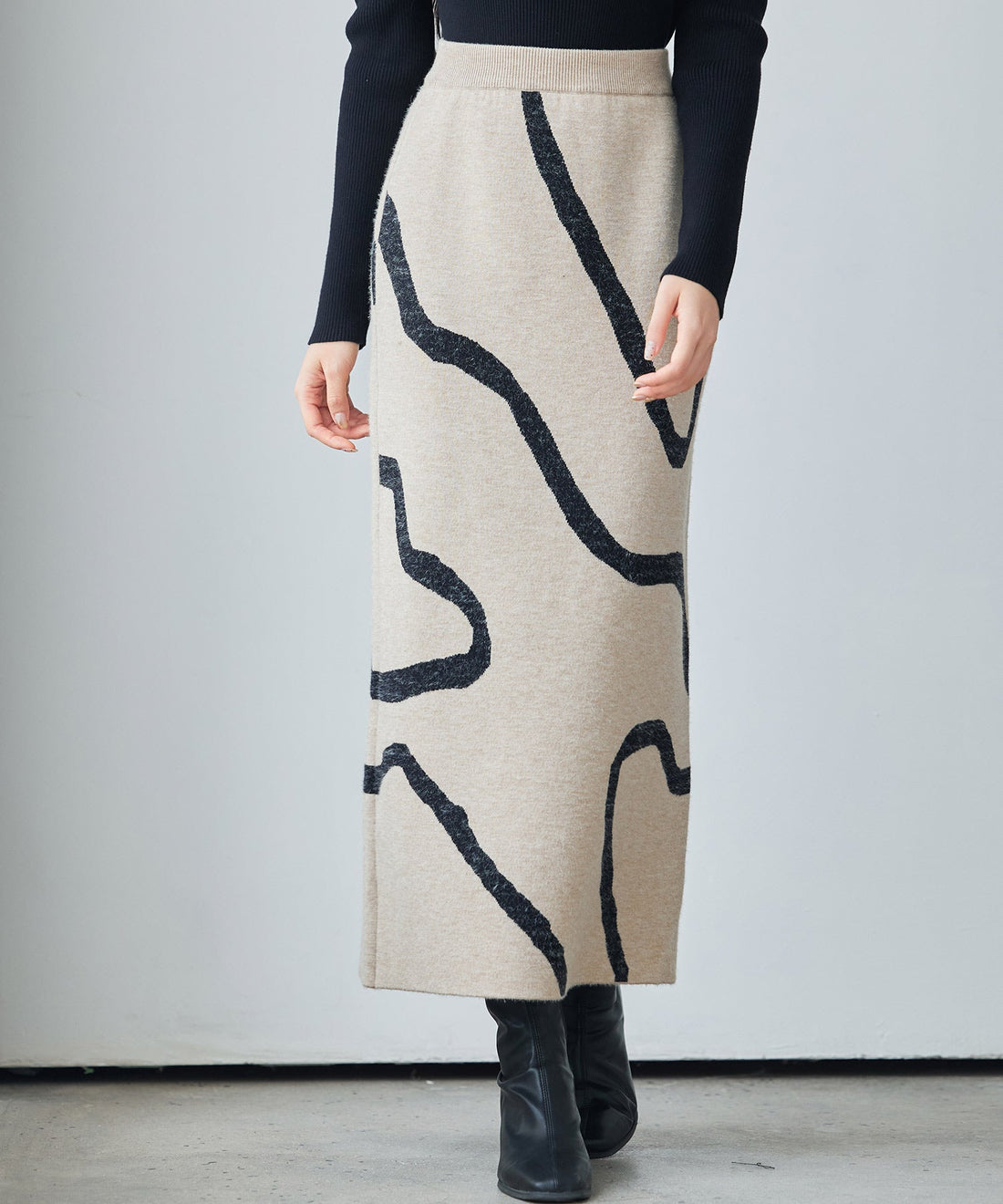Zebra Jacquard Midi Knit Skirt OEM ODM reference 9 - additional view 9
