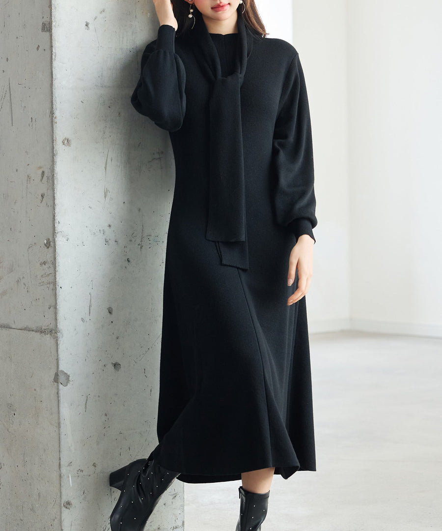 Midi Knit Dress with Matching Scarf OEM ODM reference 1