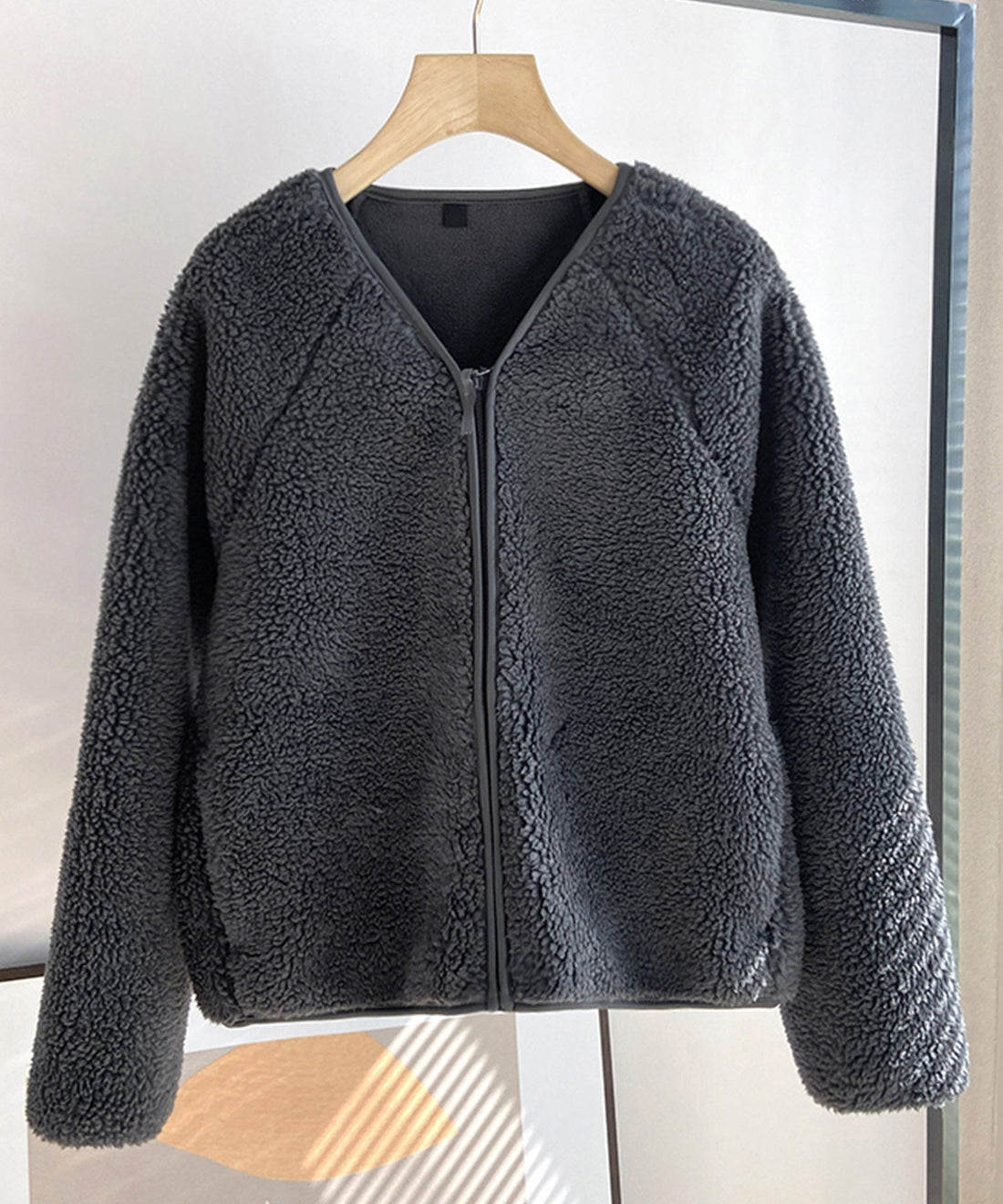 Collarless Raglan Teddy-Fleece Jacket OEM ODM reference 11 - additional view 11