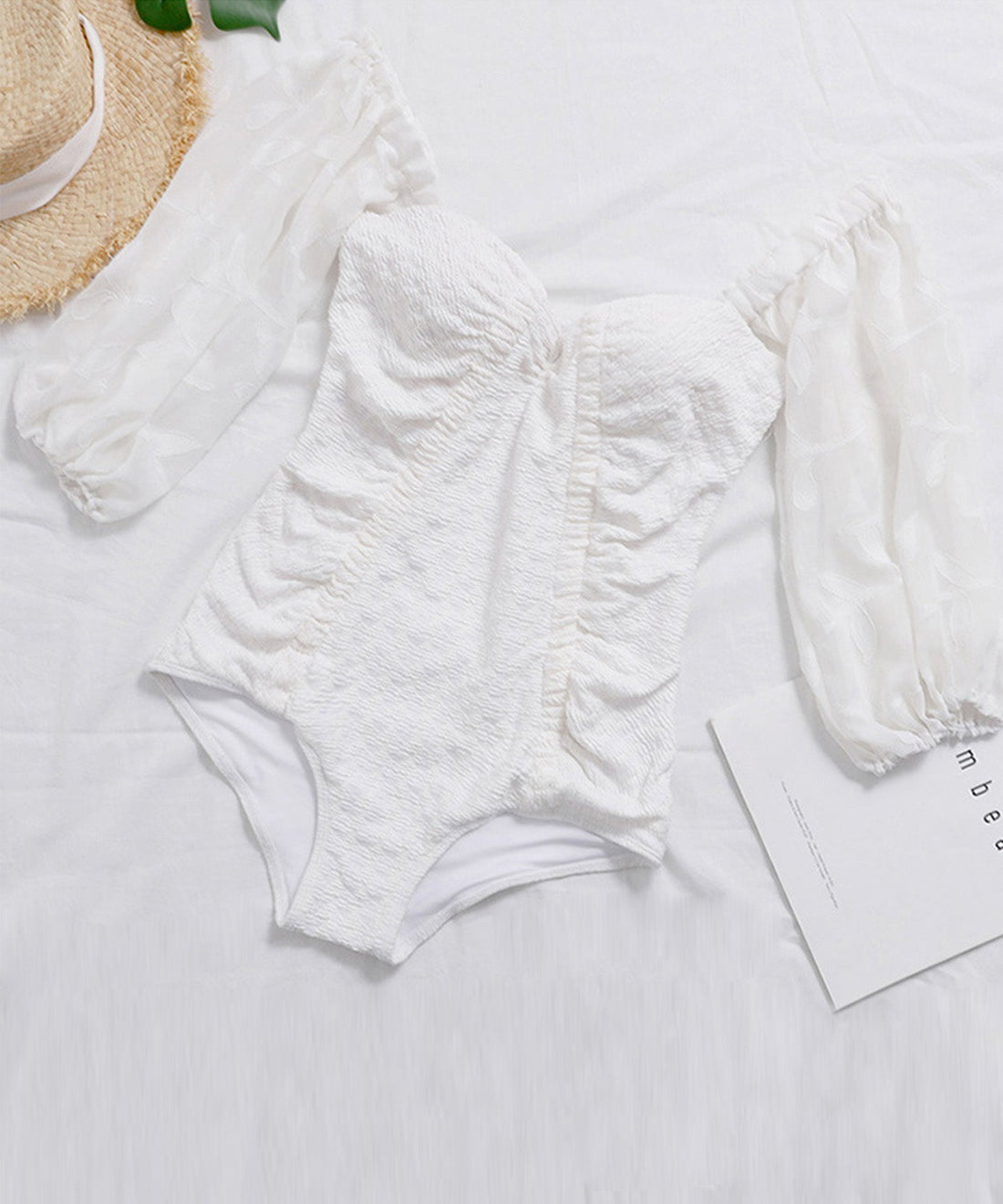 Gathered Volume-Sleeve One-Piece Swimsuit OEM ODM reference 11 - additional view 11