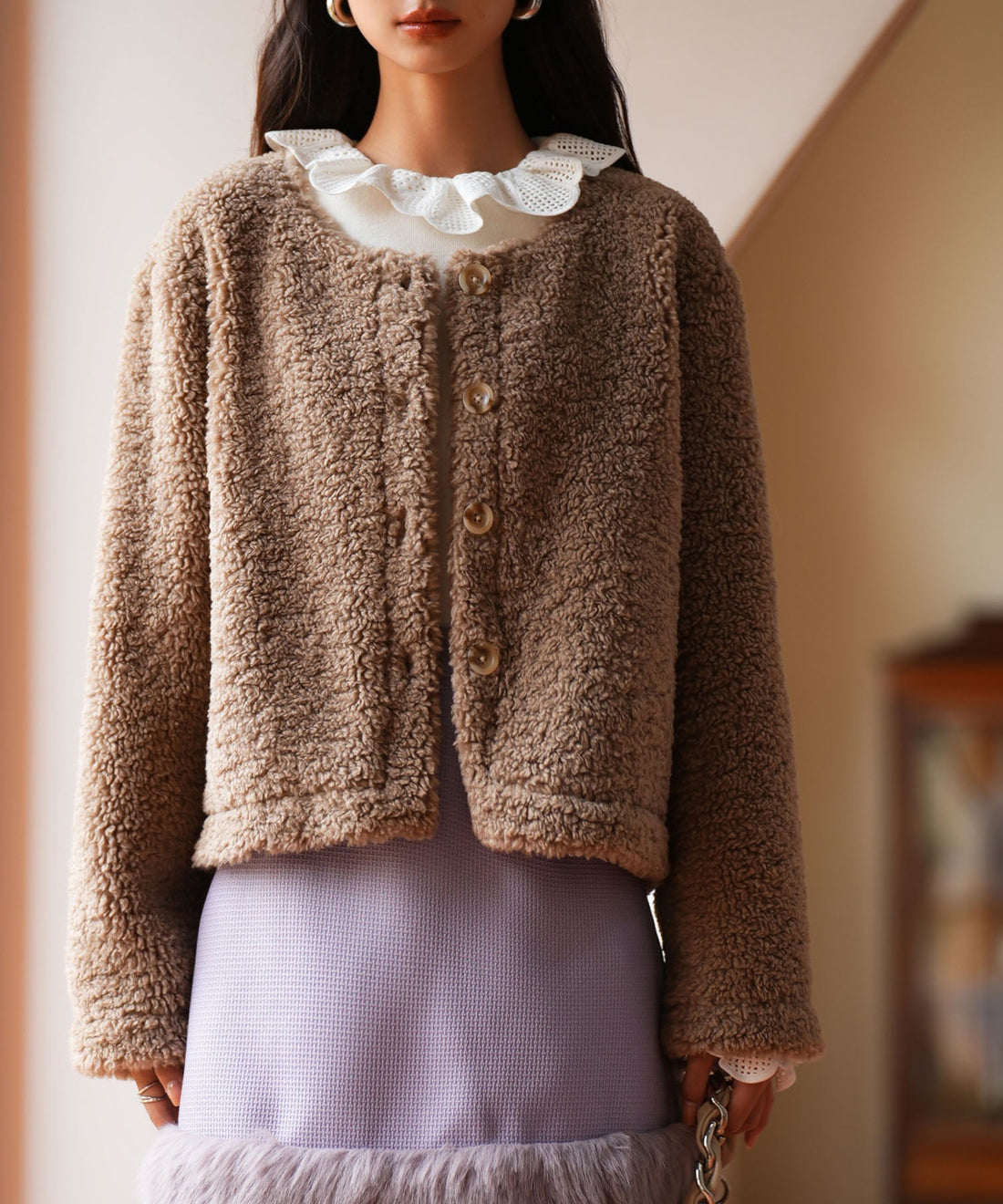 Plush Cropped Teddy-Fleece Coat OEM ODM reference 14 - additional view 14