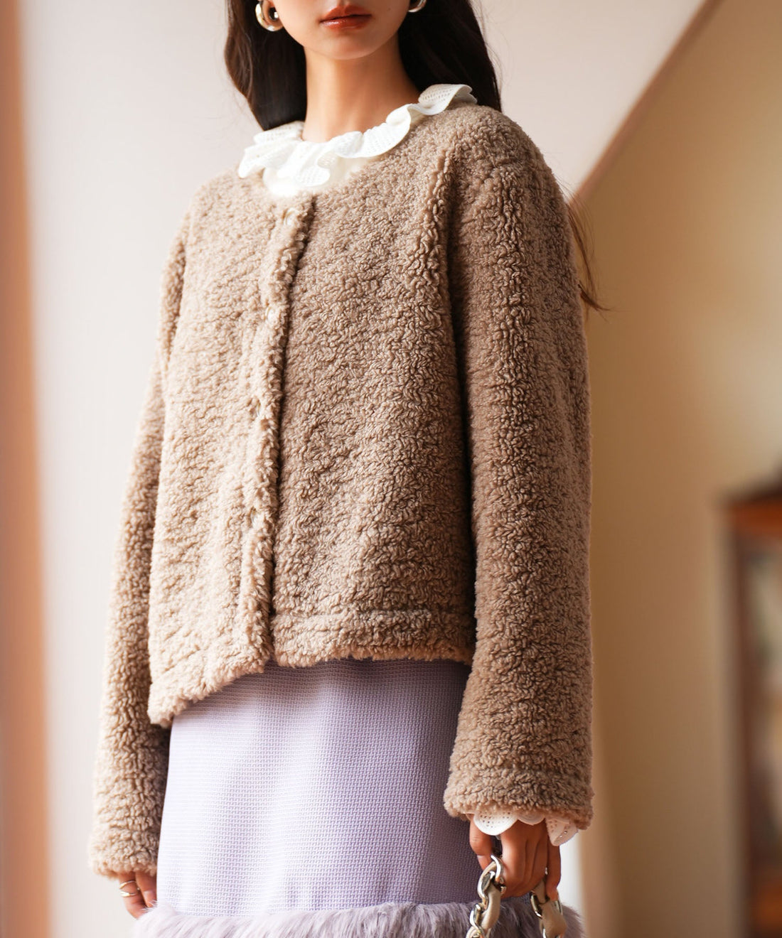 Plush Cropped Teddy-Fleece Coat OEM ODM reference 15 - additional view 15