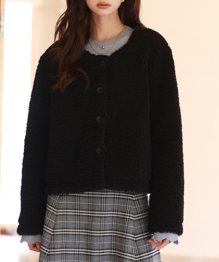 Plush Cropped Teddy-Fleece Coat OEM ODM reference 1