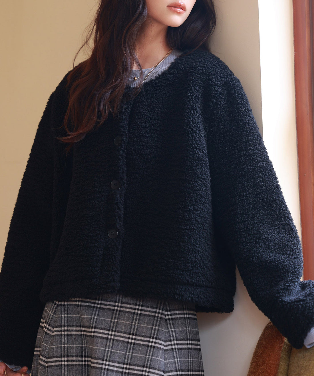 Plush Cropped Teddy-Fleece Coat OEM ODM reference 8 - additional view 8