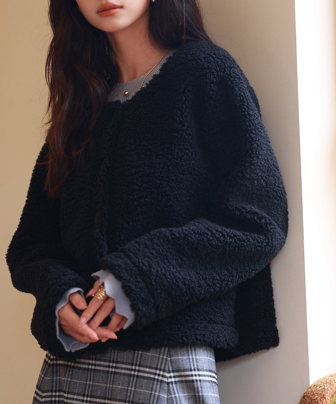 Plush Cropped Teddy-Fleece Coat OEM ODM reference 9 - additional view 9
