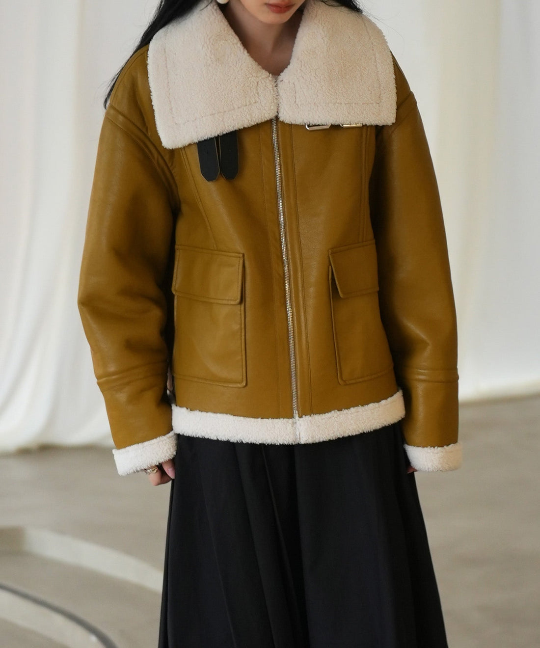 Faux-Leather Shearling Jacket OEM ODM reference 14 - additional view 14