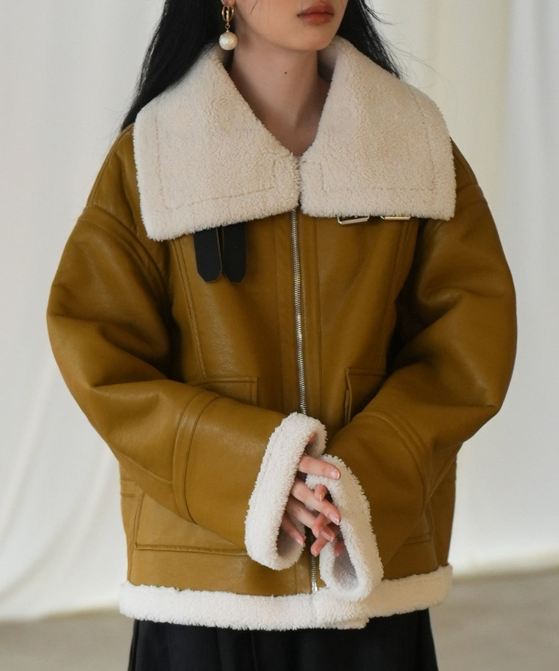 Faux-Leather Shearling Jacket OEM ODM reference 15 - additional view 15