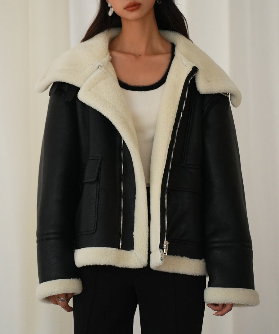 Faux-Leather Shearling Jacket OEM ODM reference 1