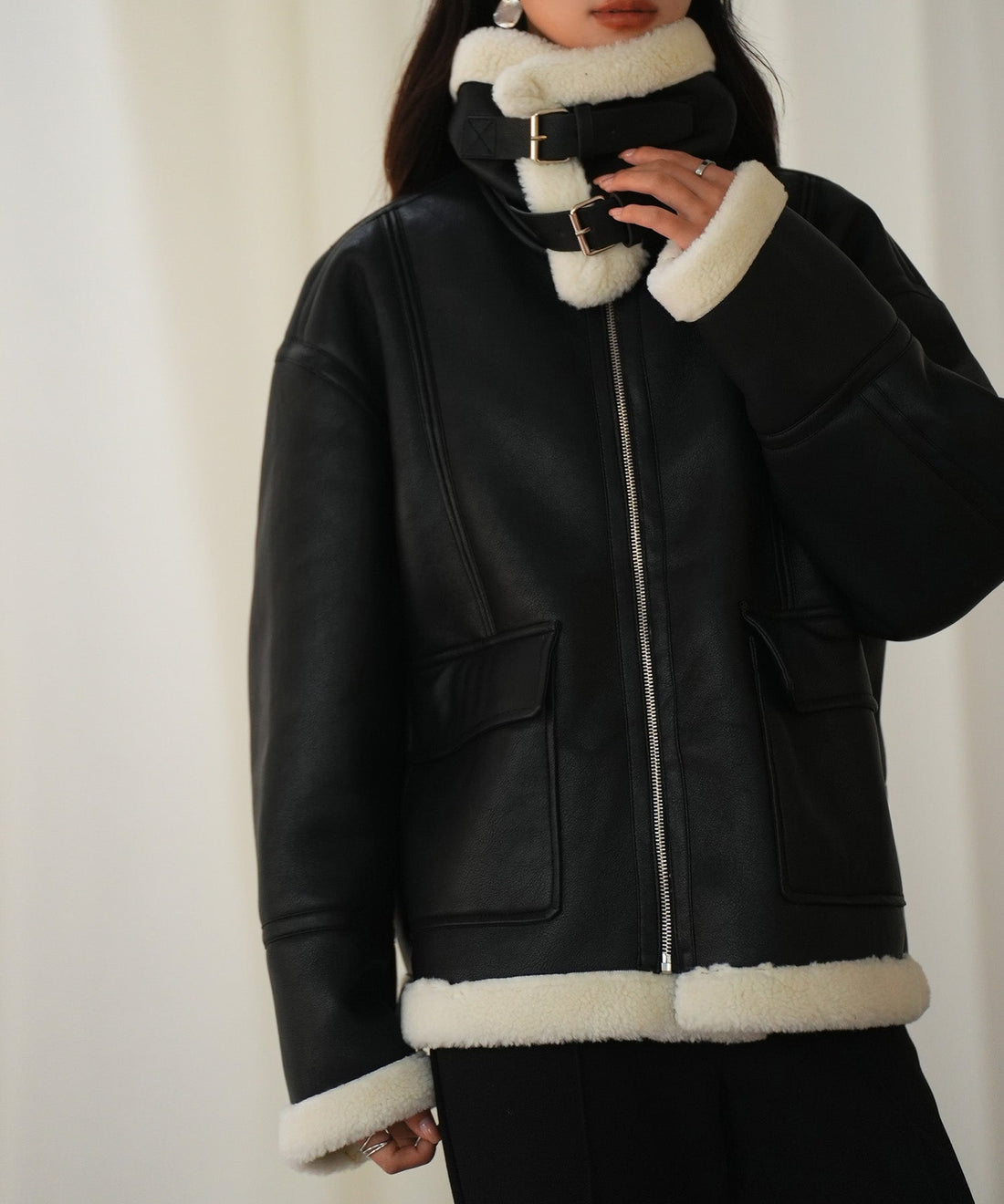 Faux-Leather Shearling Jacket OEM ODM reference 8 - additional view 8
