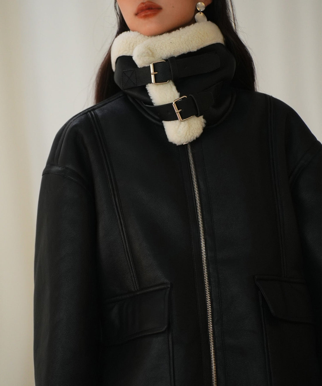 Faux-Leather Shearling Jacket OEM ODM reference 9 - additional view 9