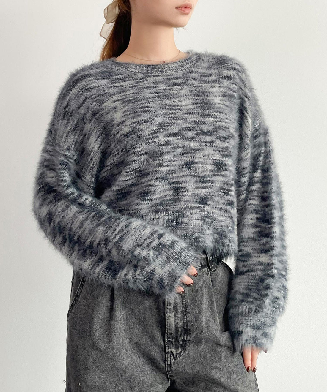 Shaggy Crew-Neck Knit Pullover OEM ODM reference 9 - additional view 9