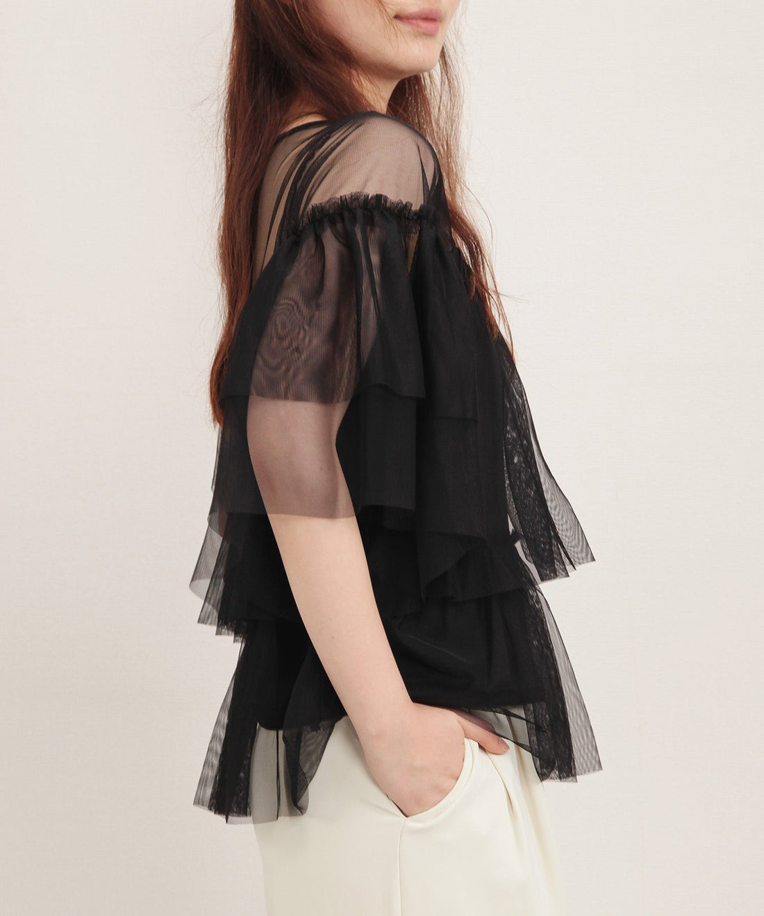 Three-Quarter-Sleeve Tiered Tulle Blouse OEM ODM reference 9 - additional view 9