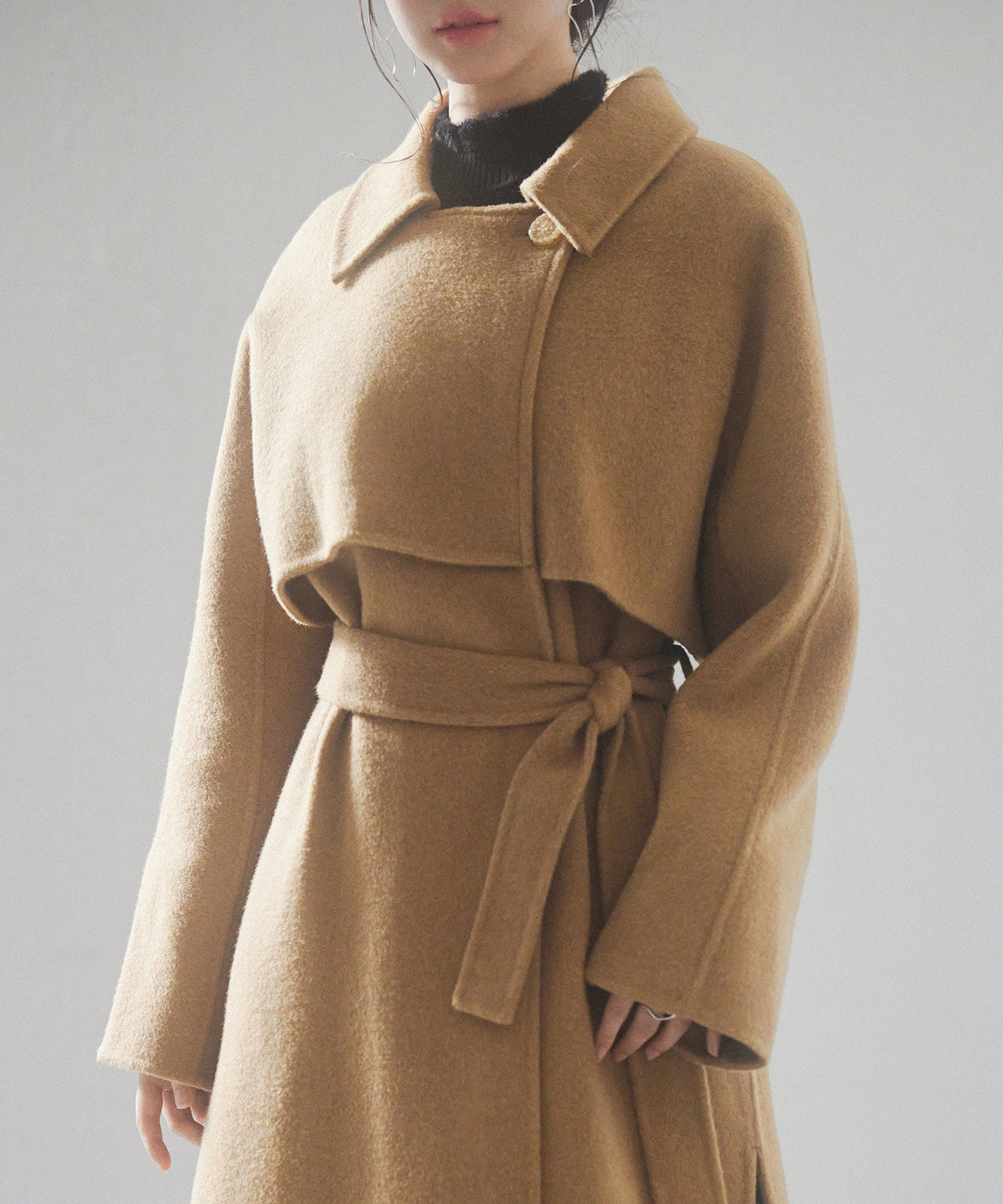 Wool-Blend Belted Yoke Coat OEM ODM reference 11 - additional view 11