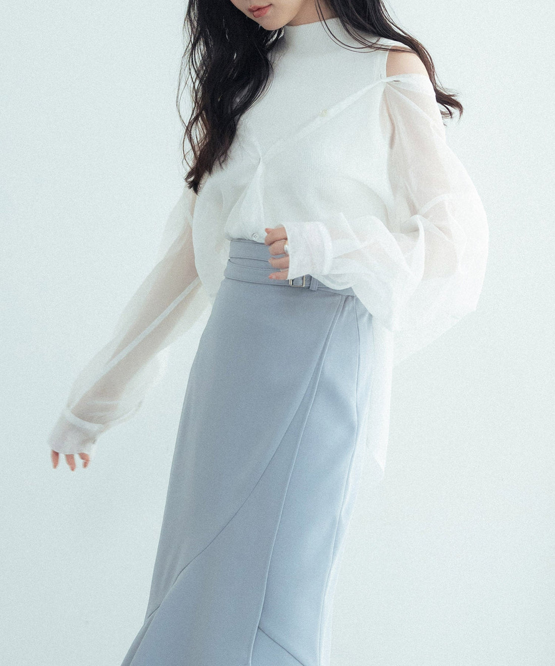 Sheer Shirt and Sleeveless Knit Two-Piece Set OEM ODM reference 9 - additional view 9