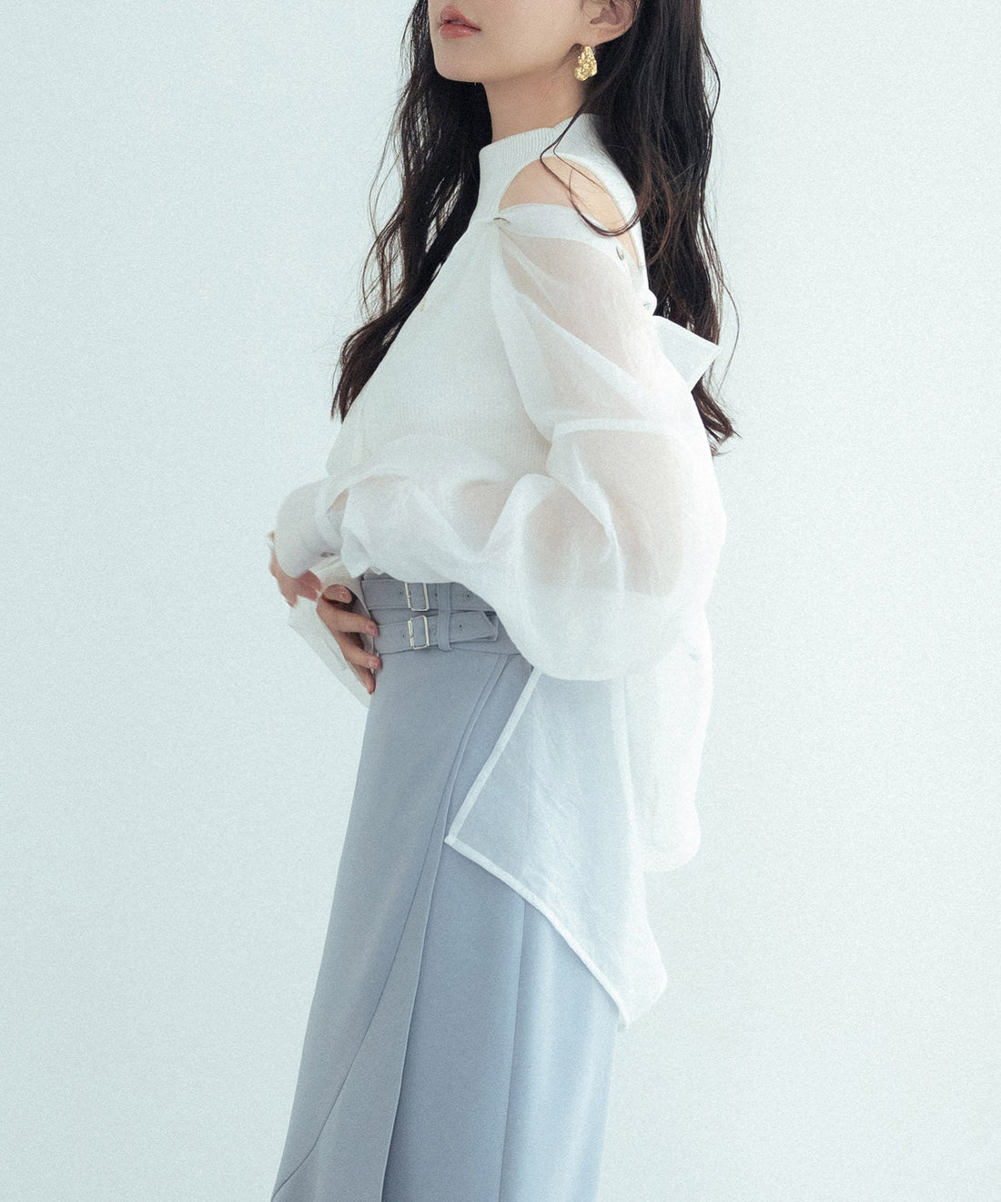 Sheer Shirt and Sleeveless Knit Two-Piece Set OEM ODM reference 10 - additional view 10