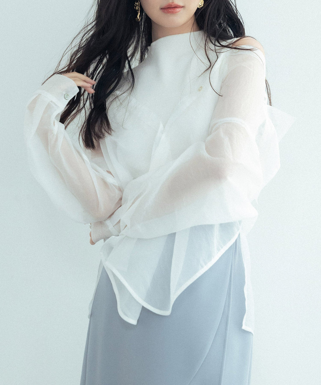 Sheer Shirt and Sleeveless Knit Two-Piece Set OEM ODM reference 12 - additional view 12