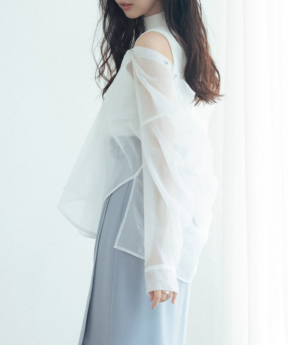 Sheer Shirt and Sleeveless Knit Two-Piece Set OEM ODM reference 15 - additional view 15