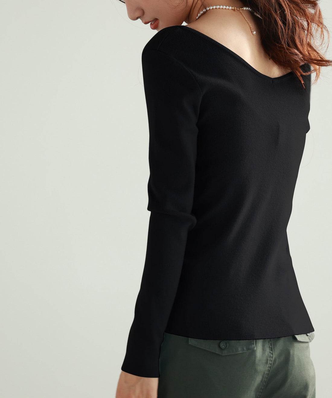 Compact V-Neck Knit Pullover OEM ODM reference 15 - additional view 15