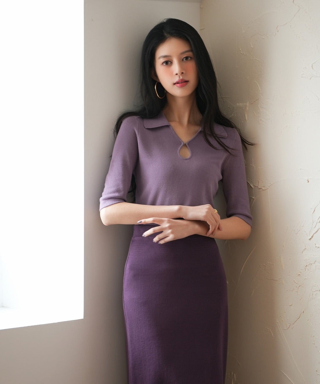 Cool-Touch Polo-Neck Half-Sleeve Knit Top OEM ODM reference 14 - additional view 14