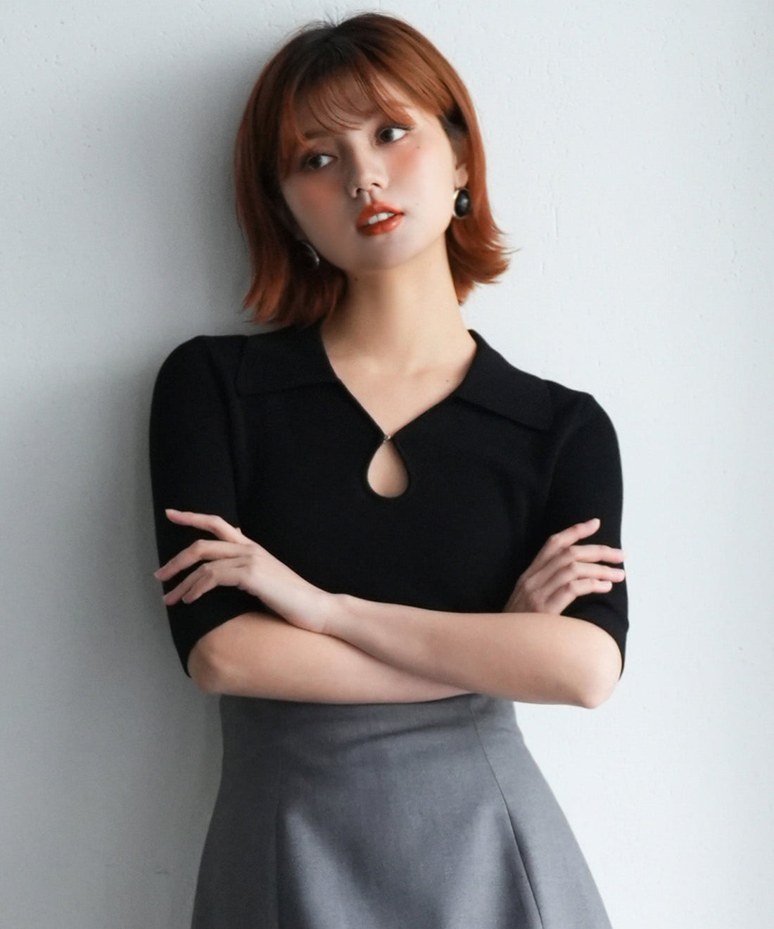 Cool-Touch Polo-Neck Half-Sleeve Knit Top OEM ODM reference 11 - additional view 11