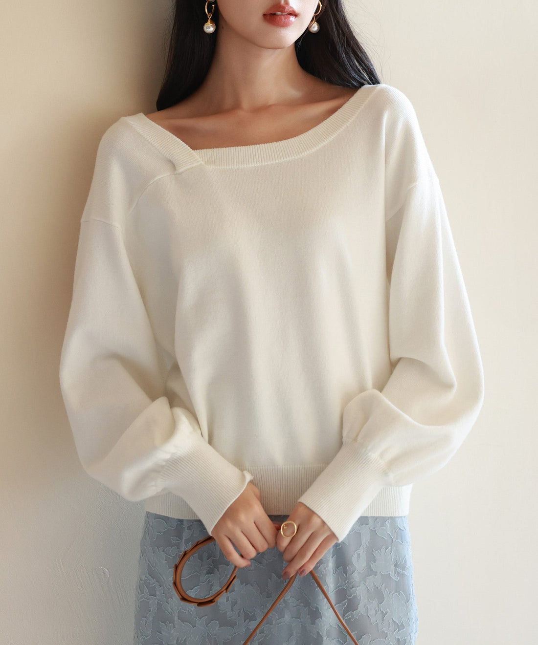 2-Way Asymmetric-Neck Knit Pullover OEM ODM reference 9 - additional view 9