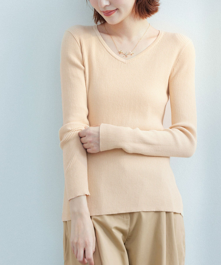 Rib-Knit V-Neck Pullover OEM ODM reference 1