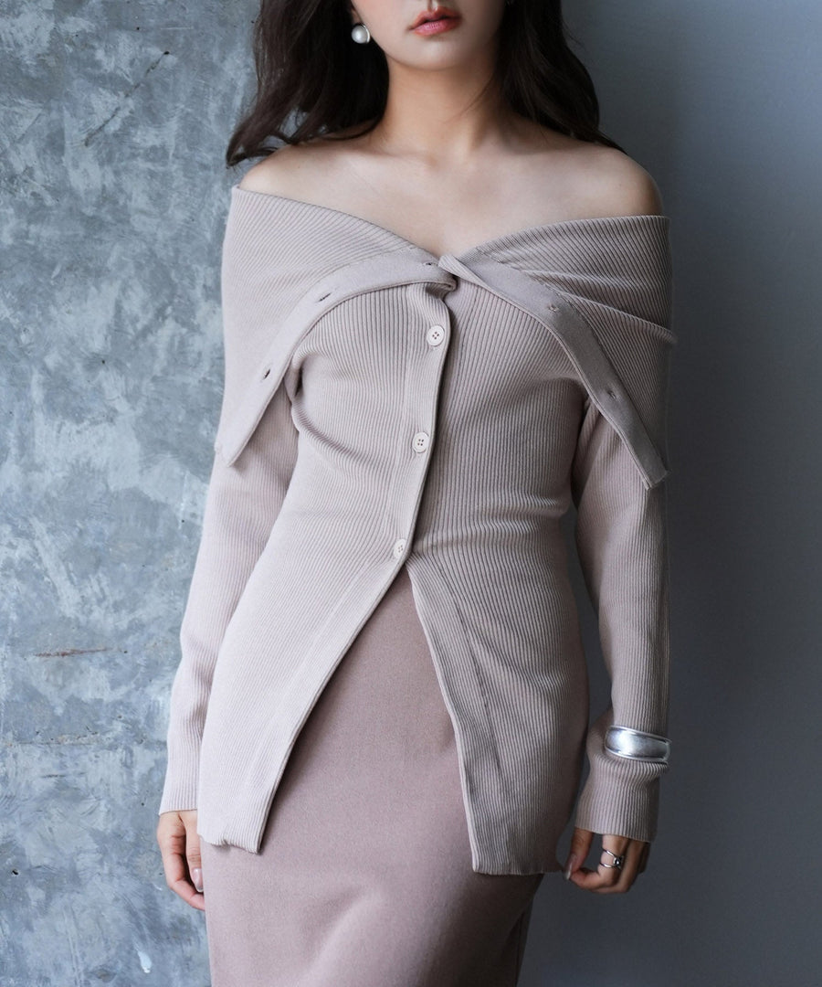 Off-Shoulder Rib-Knit Pullover OEM ODM reference 1