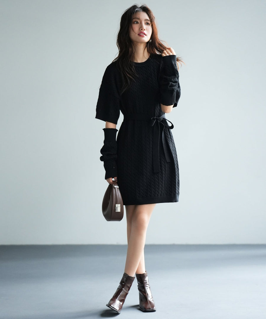 2-Way Knit Mini Dress with Arm Warmers OEM ODM reference 1