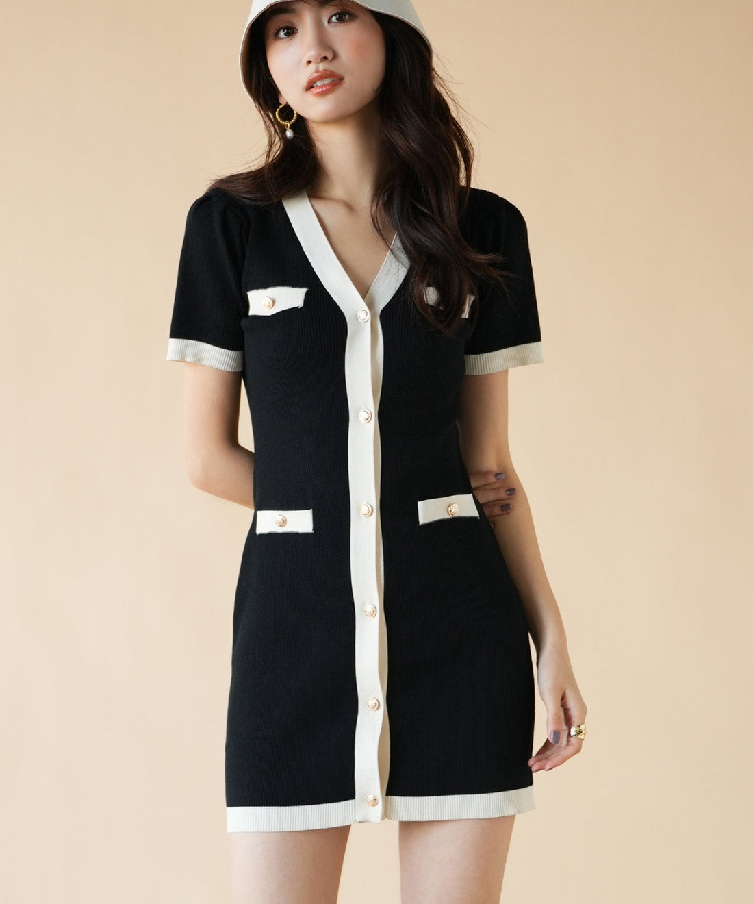 Medallion-Button Mini Knit Dress OEM ODM reference 13 - additional view 13