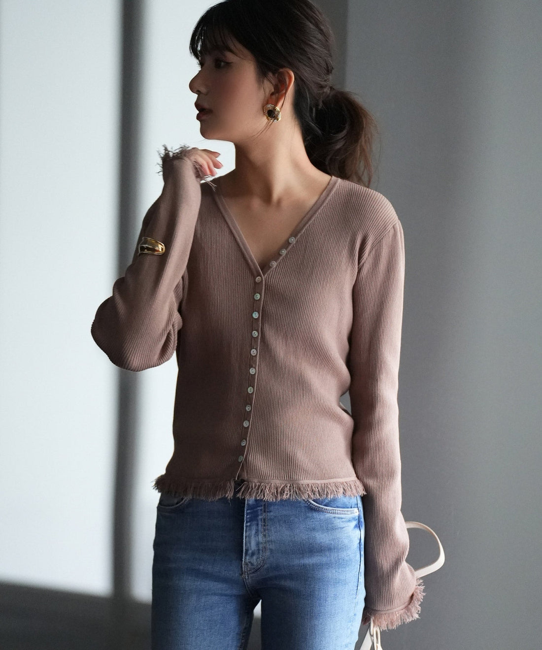 Fringe-Detail Knit Cardigan OEM ODM reference 10 - additional view 10