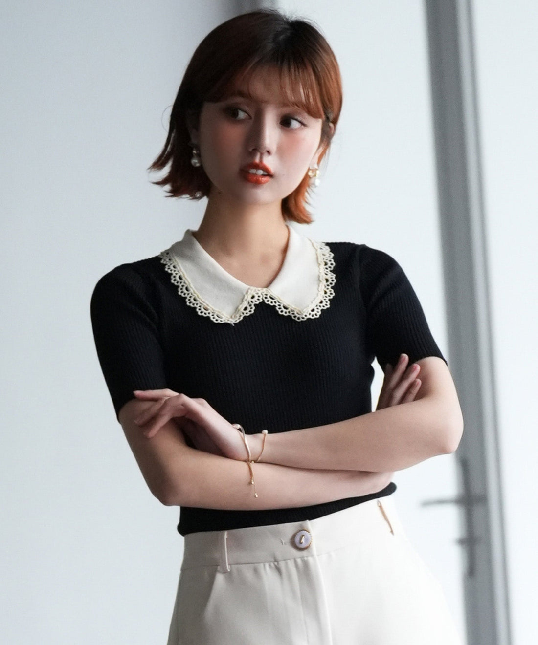 Peter Pan Collar Short-Sleeve Summer Knit OEM ODM reference 10 - additional view 10