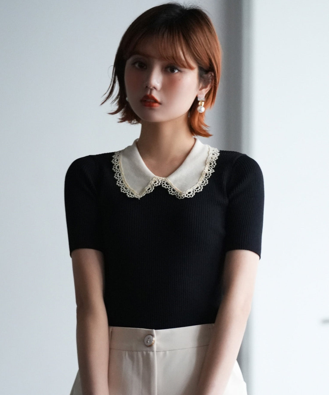 Peter Pan Collar Short-Sleeve Summer Knit OEM ODM reference 9 - additional view 9