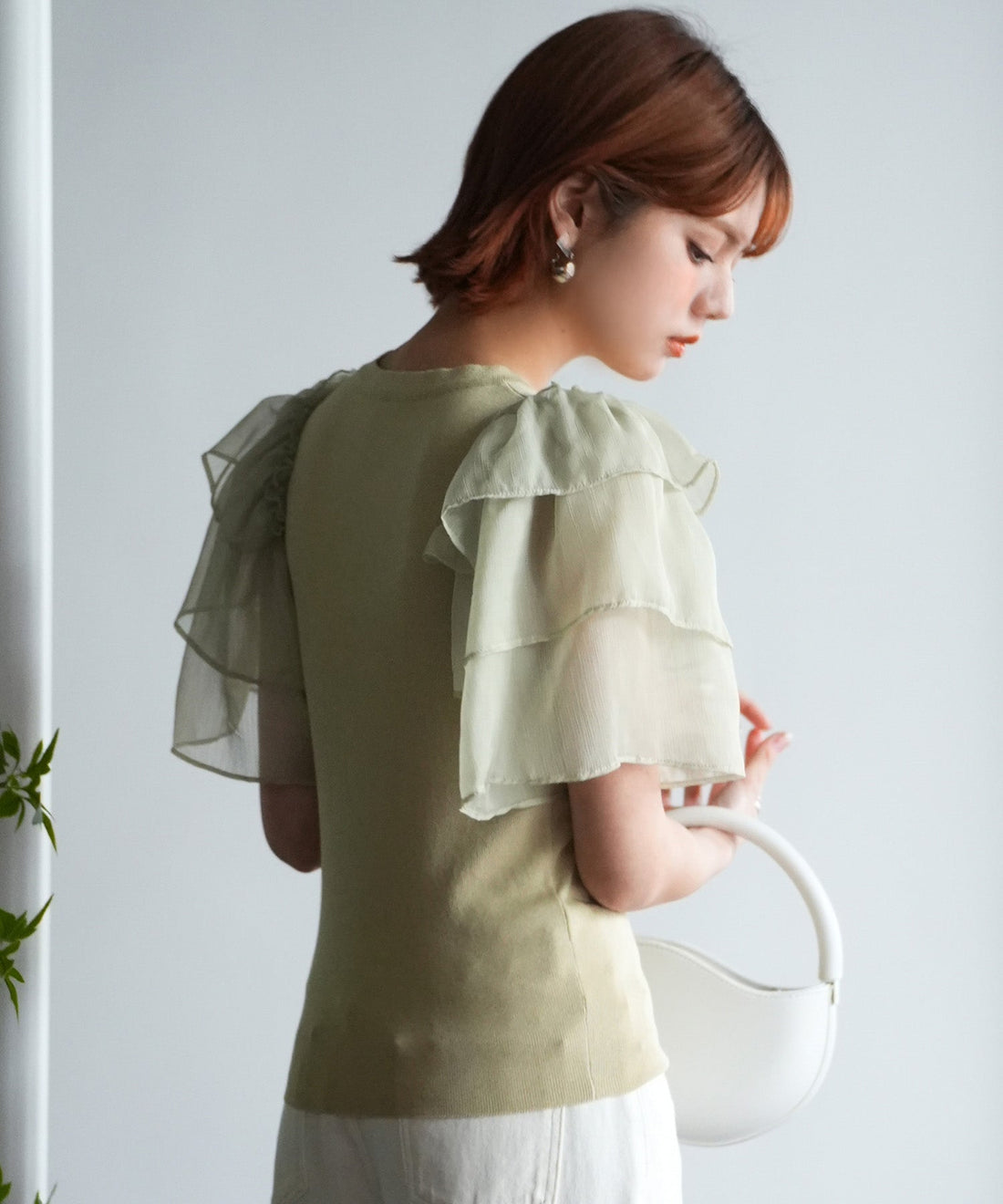 Chiffon-Sleeve Mixed-Material Knit Pullover OEM ODM reference 15 - additional view 15