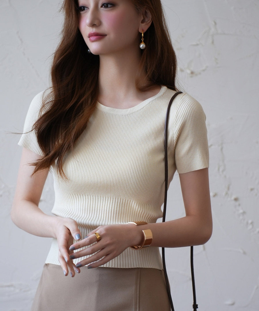 Crew-Neck Short-Sleeve Summer Knit Top OEM ODM reference 1