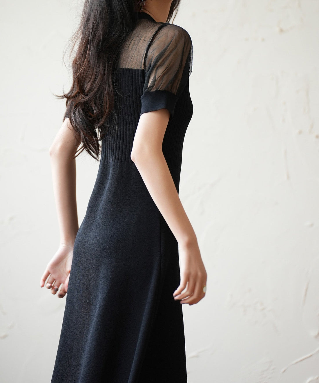 Tulle-Panel Mixed-Material Knit Dress OEM ODM reference 11 - additional view 11