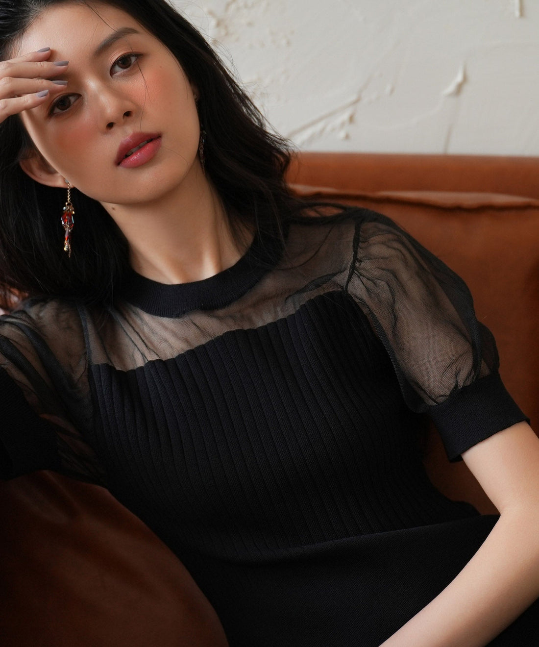 Tulle-Panel Mixed-Material Knit Dress OEM ODM reference 12 - additional view 12