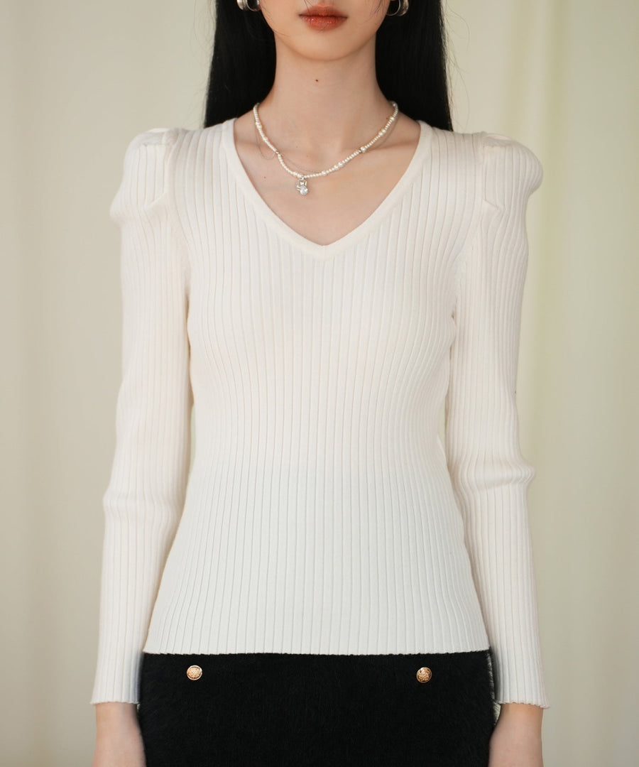 Tuck-Sleeve Rib-Knit Pullover OEM ODM reference 1