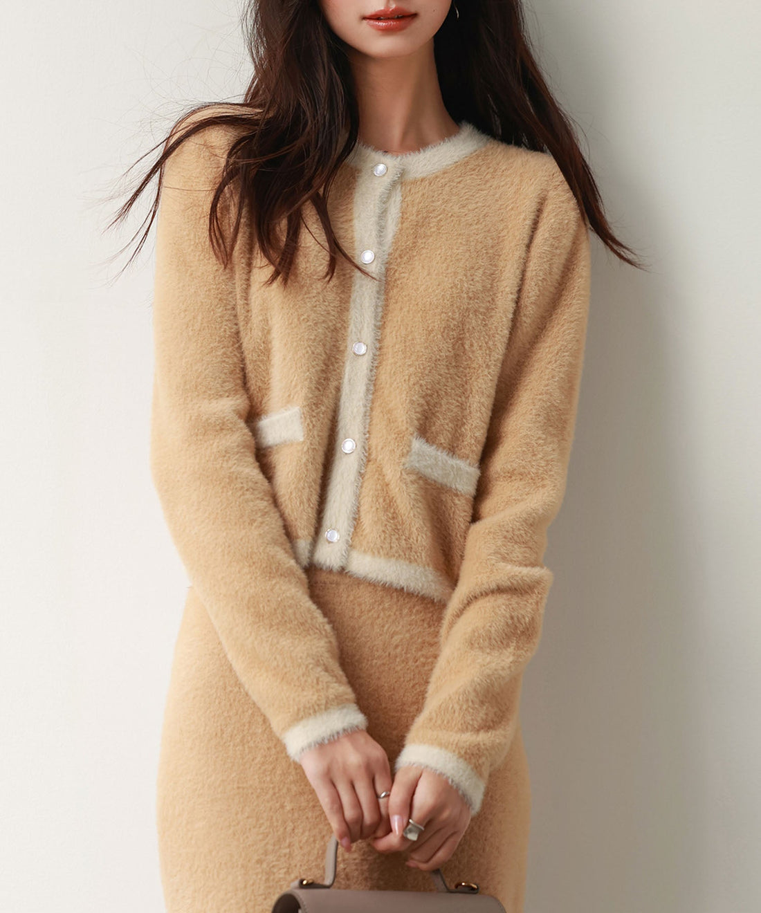Contrast Shaggy-Knit Cardigan OEM ODM reference 14 - additional view 14