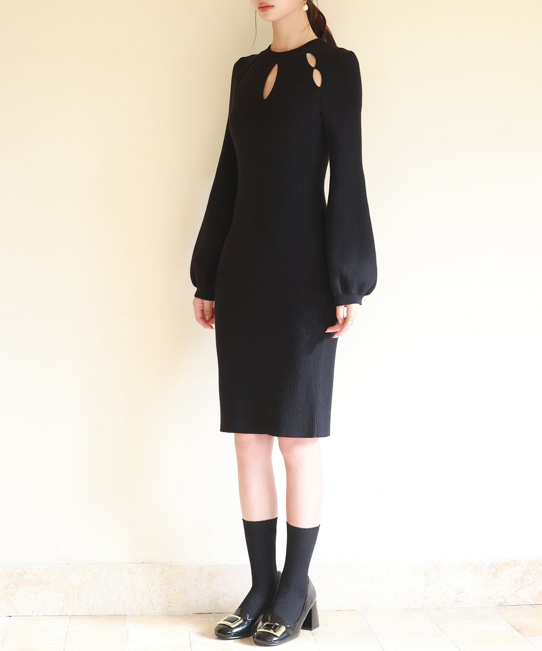 Cutwork Knee-Length Rib-Knit Dress OEM ODM reference 8 - additional view 8