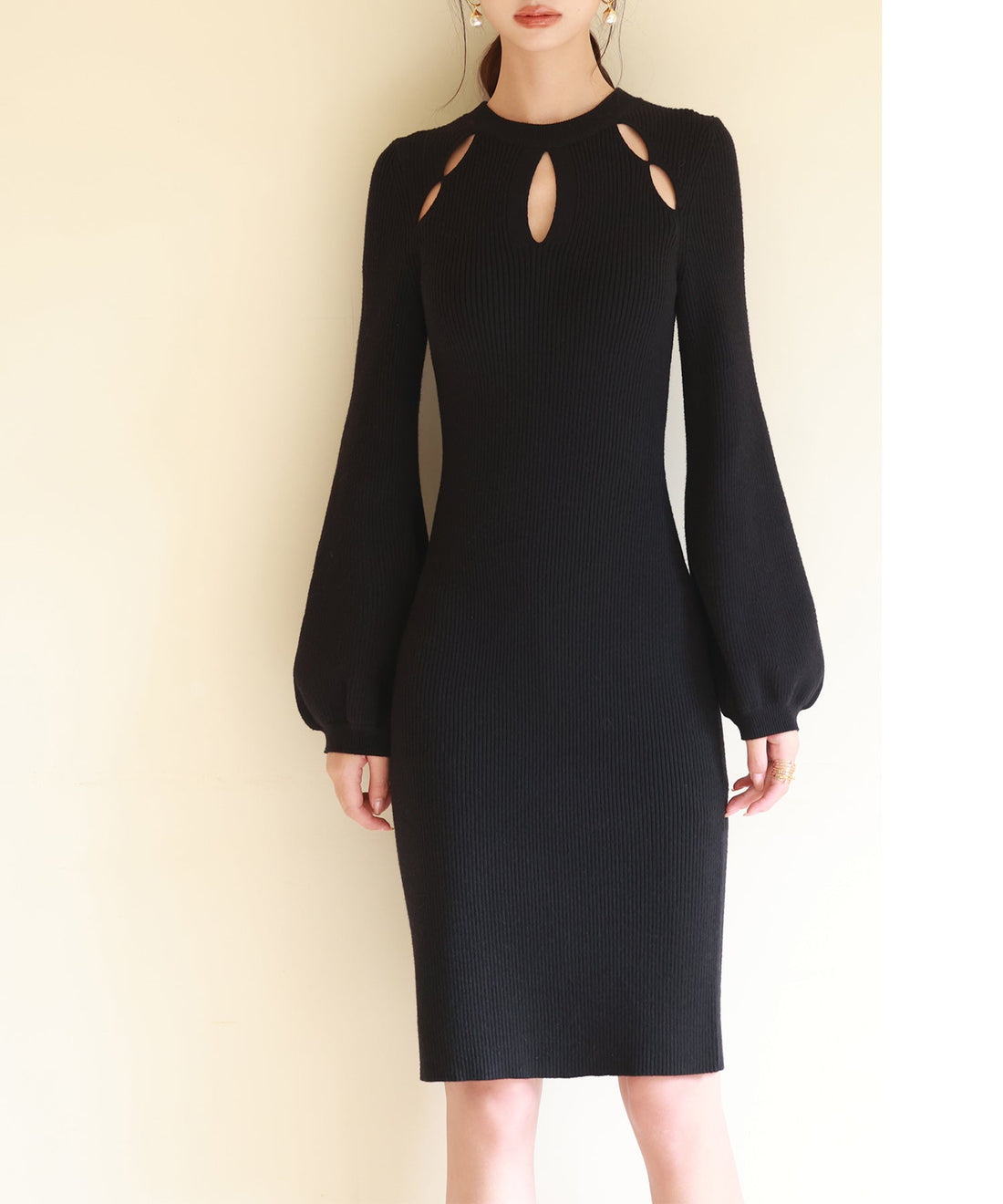 Cutwork Knee-Length Rib-Knit Dress OEM ODM reference 13 - additional view 13