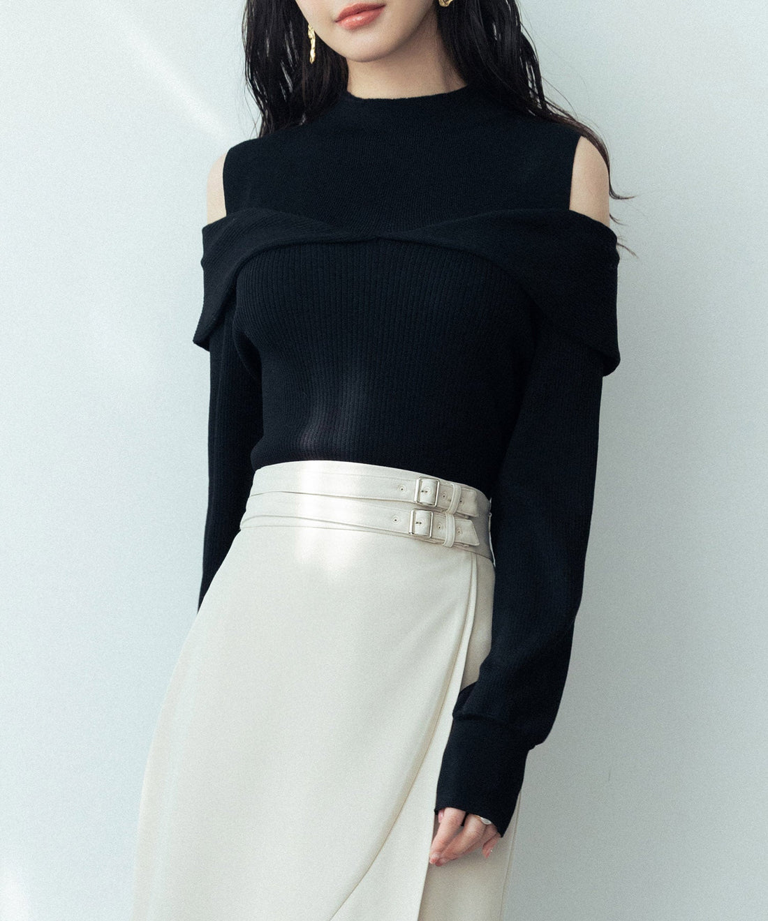 Open-Shoulder Mock-Neck Knit Pullover OEM ODM reference 8 - additional view 8