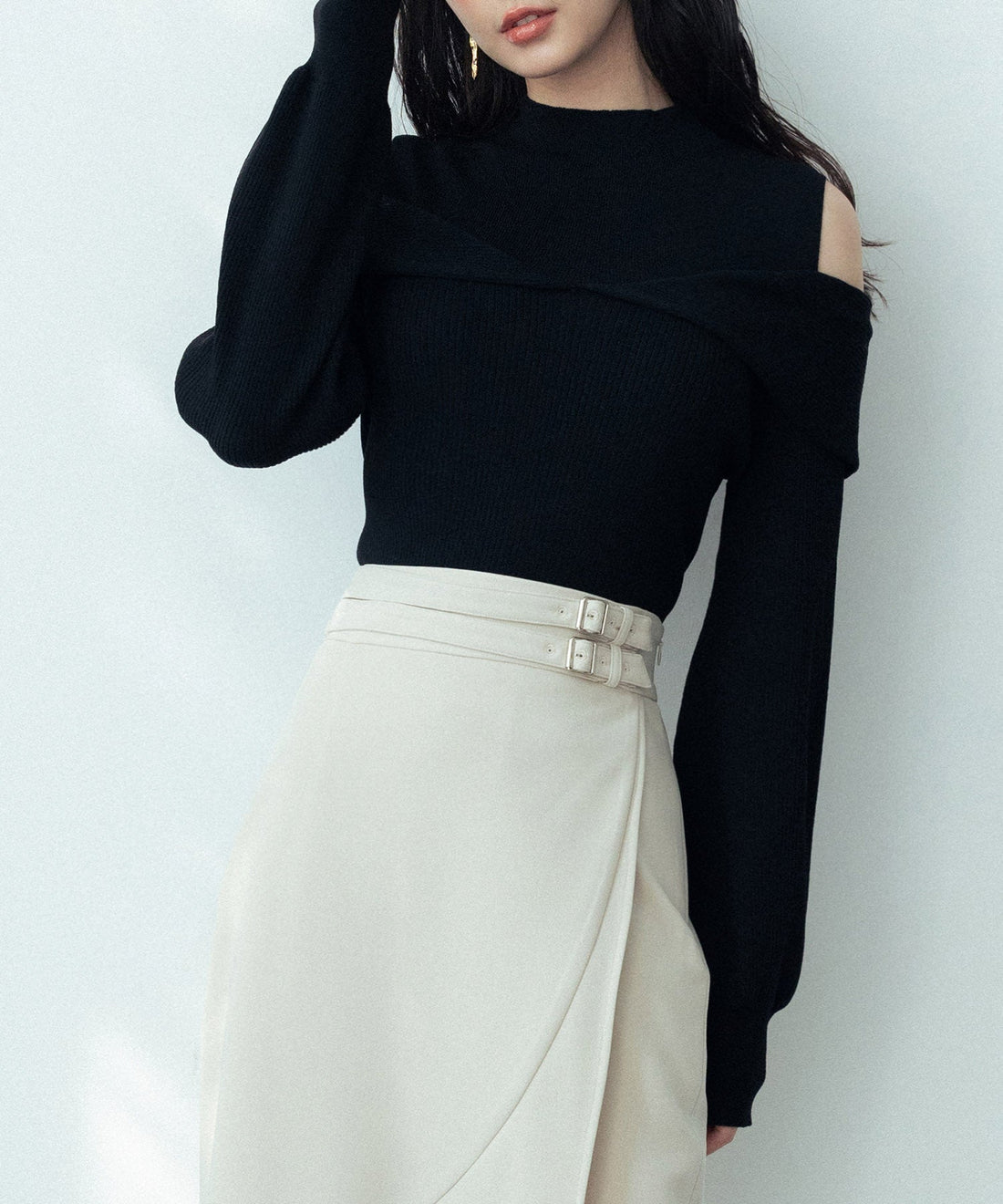 Open-Shoulder Mock-Neck Knit Pullover OEM ODM reference 9 - additional view 9