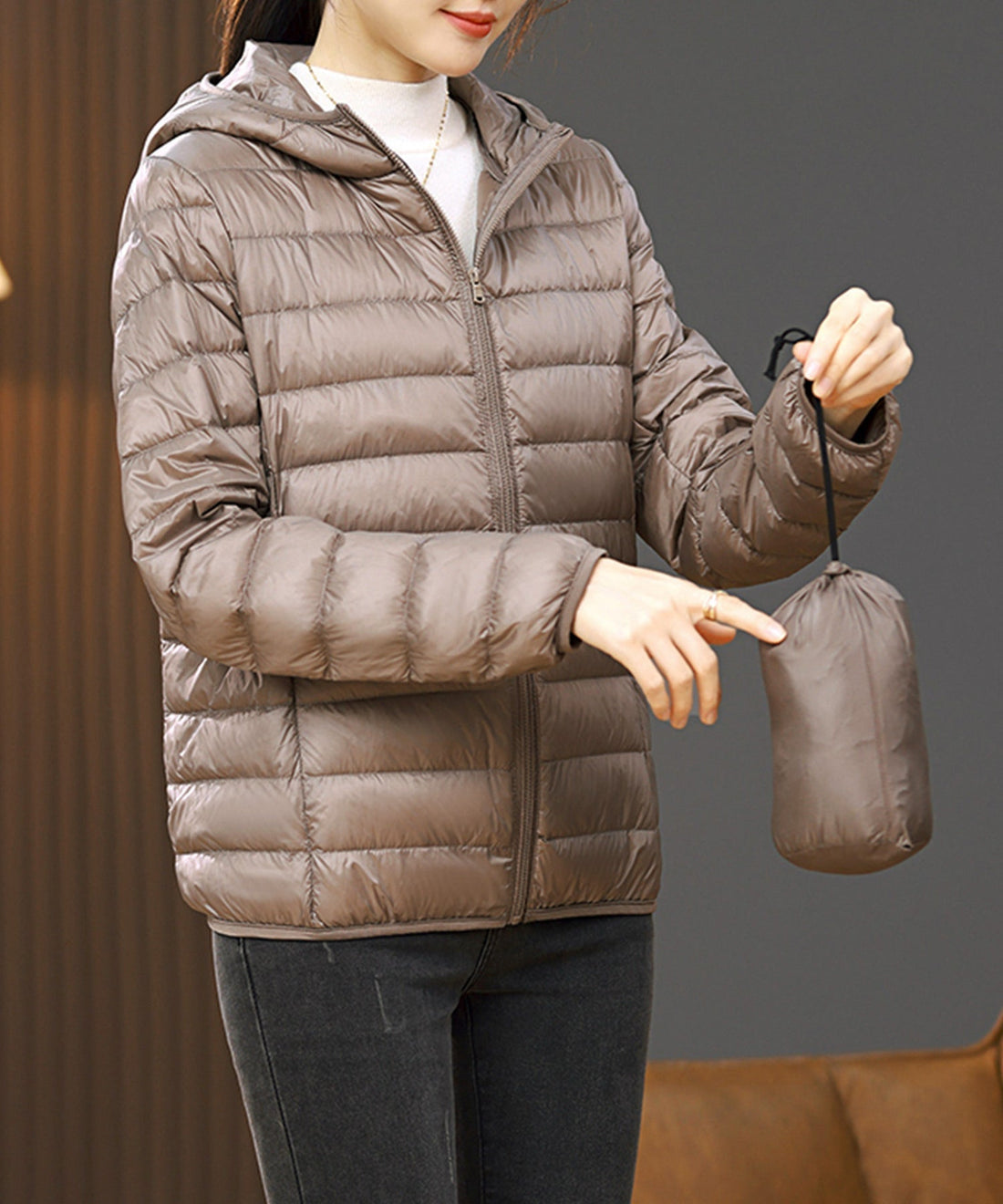 Fitted Hooded Lightweight Down Jacket OEM ODM reference 11 - additional view 11