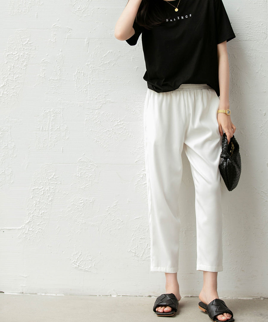 All-Season Elastic-Waist Cropped Trousers OEM ODM reference 1